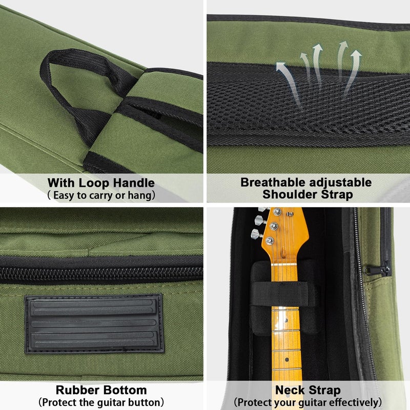 MUZNOTE Store Guitar Bag Electric Case Reinforced 0.7 In Thick Sponge Soft Padded Guitar Case with 3 Pockets Electric Guitar Gig Bag, Neck Cradle,Back Hanger Loop for 39 Electric Guitars - Image 5